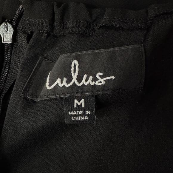 Lulus Medium Mini Fit 'n Flare Dress Tie Ladder Racerback Lined Black - Picture 9 of 10